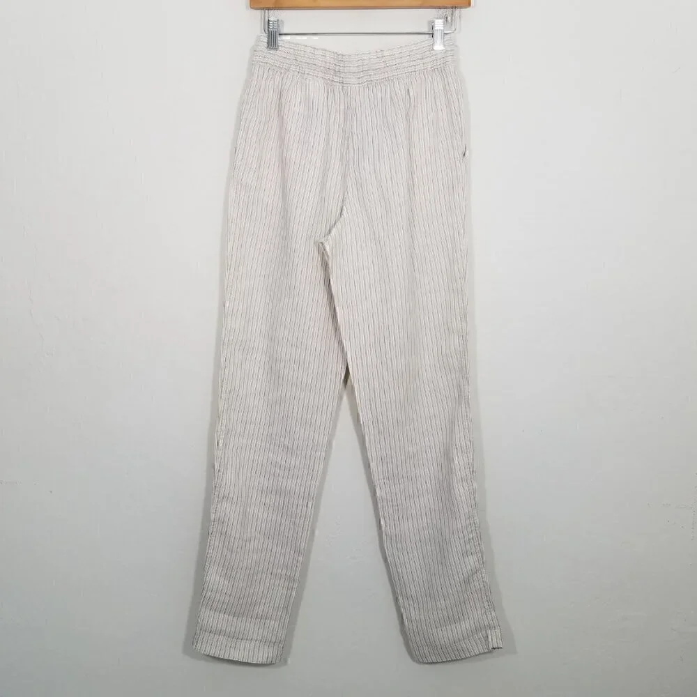 NWT H&M 100% Linen Pull-On Stripes Pants Size XS